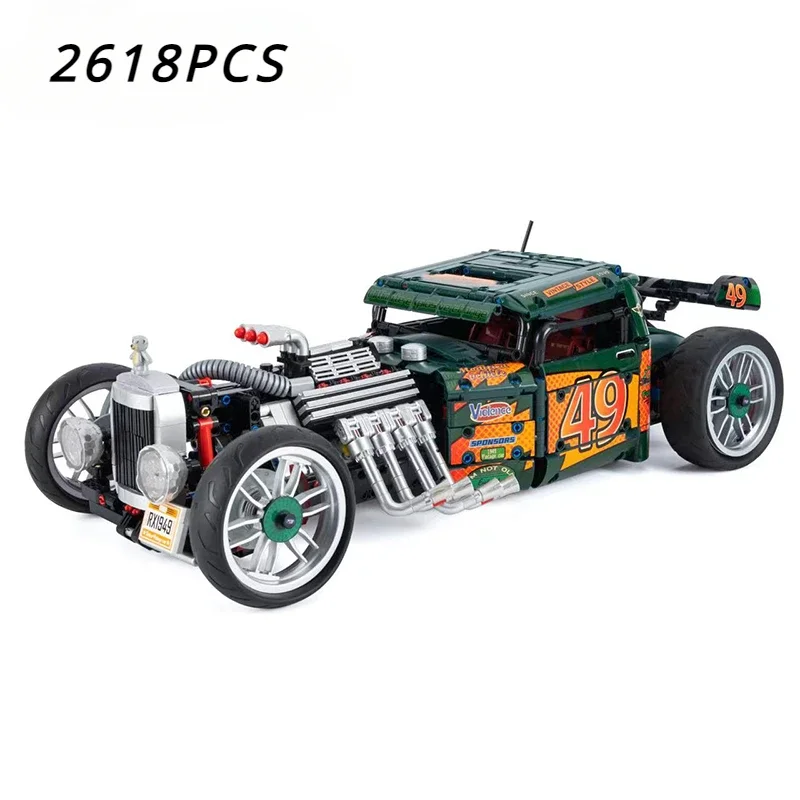 

2618PCS Technical Ford Hot Rod 1949 Retro Car Model Building Blocks Modified Vehicle Assemble Bricks Toys Birthday Gifts For Boy