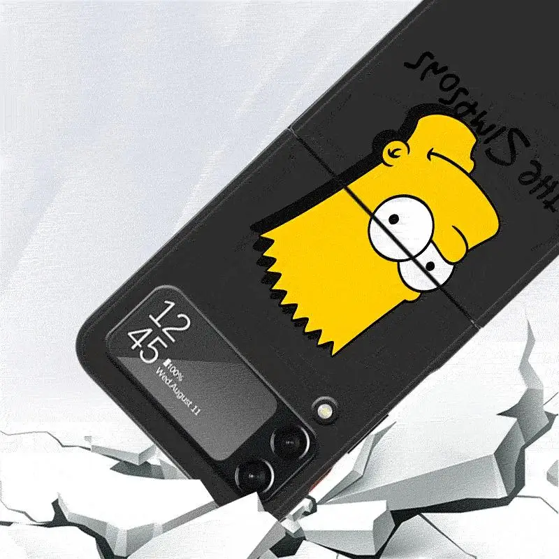 Case for Samsung Galaxy Z Flip 4 3 5 5G Flip Shockproof Capa 6.7 Inches Black Hard PC ZFlip 4 Phone Cover The Simpsons