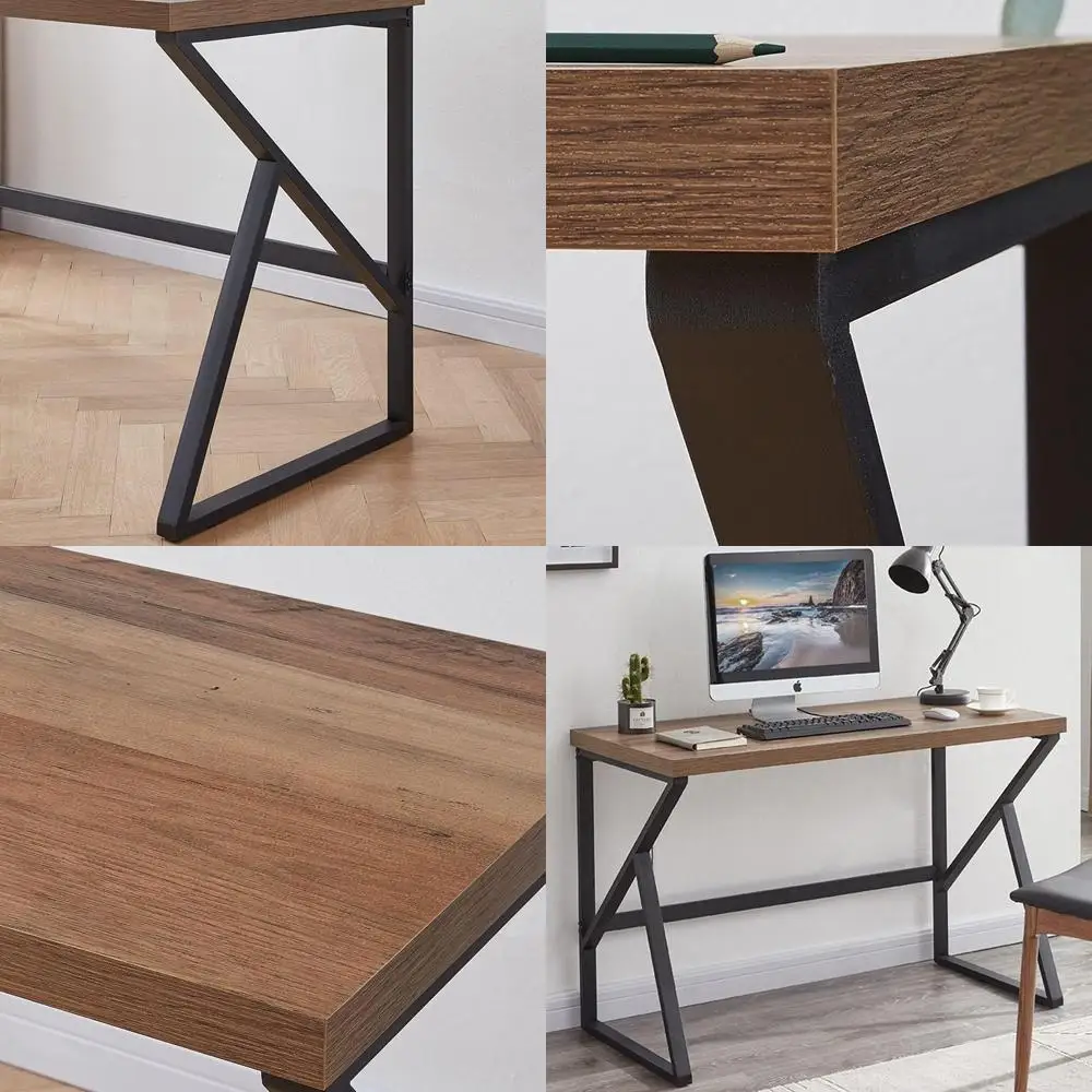 

Промышленный современный стол для ноутбука из металла и дерева 47, дуб рустикальный, идеально подходит для домашнего офиса, кабинета, игр в спальне или гостиной