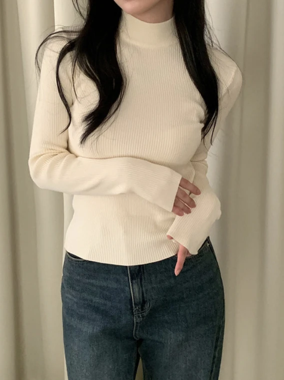 

Sl Woolen Sweater Women's Autumn Winter High-End Suit Inner Knitted irt Slim Fit f High Collar Base irt Top