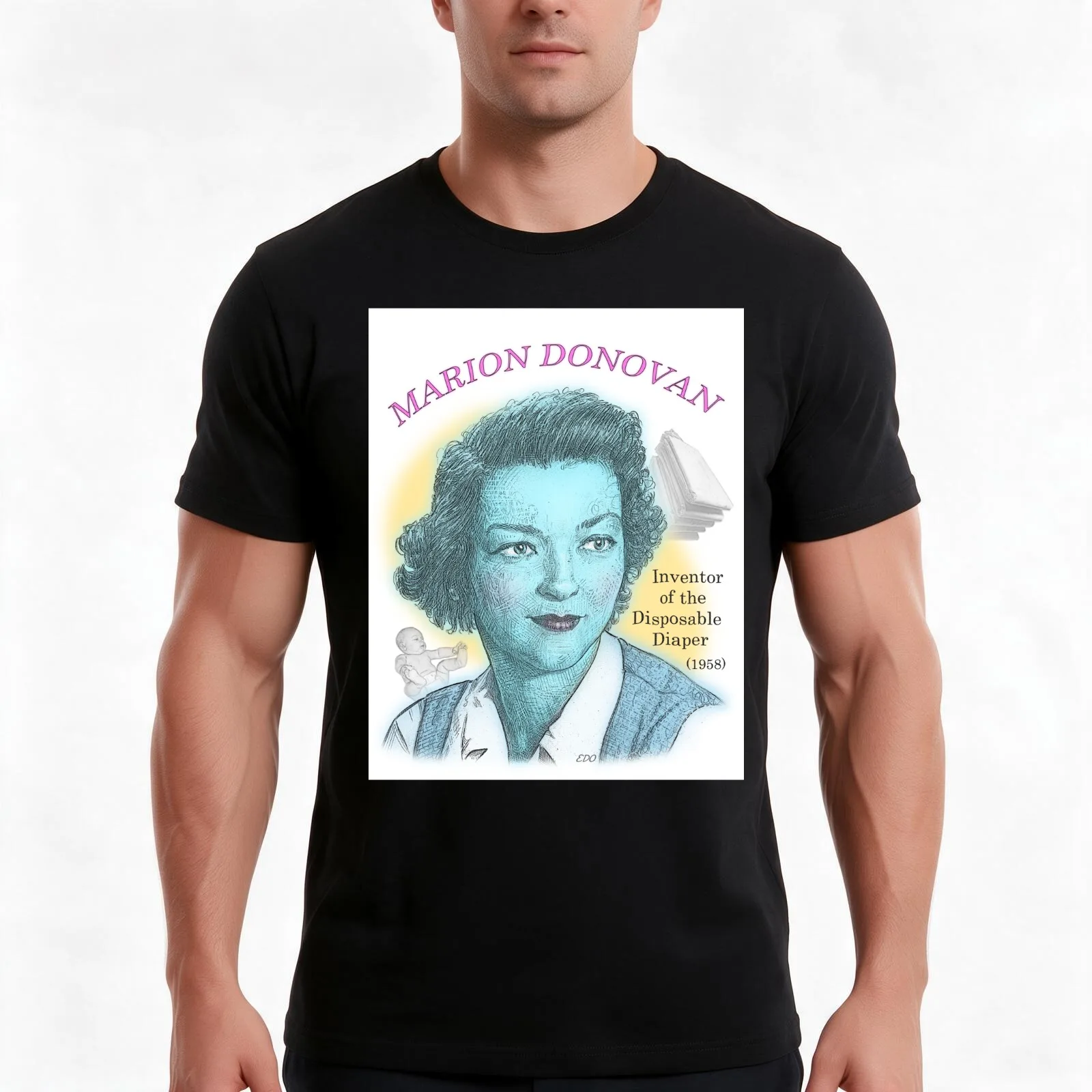 Marion Donovan, Inventor of the Disposable Diaper T-Shirt, Summer Casual Cotton Tee, Oversized Streetwear Tops, Unisex Men Women