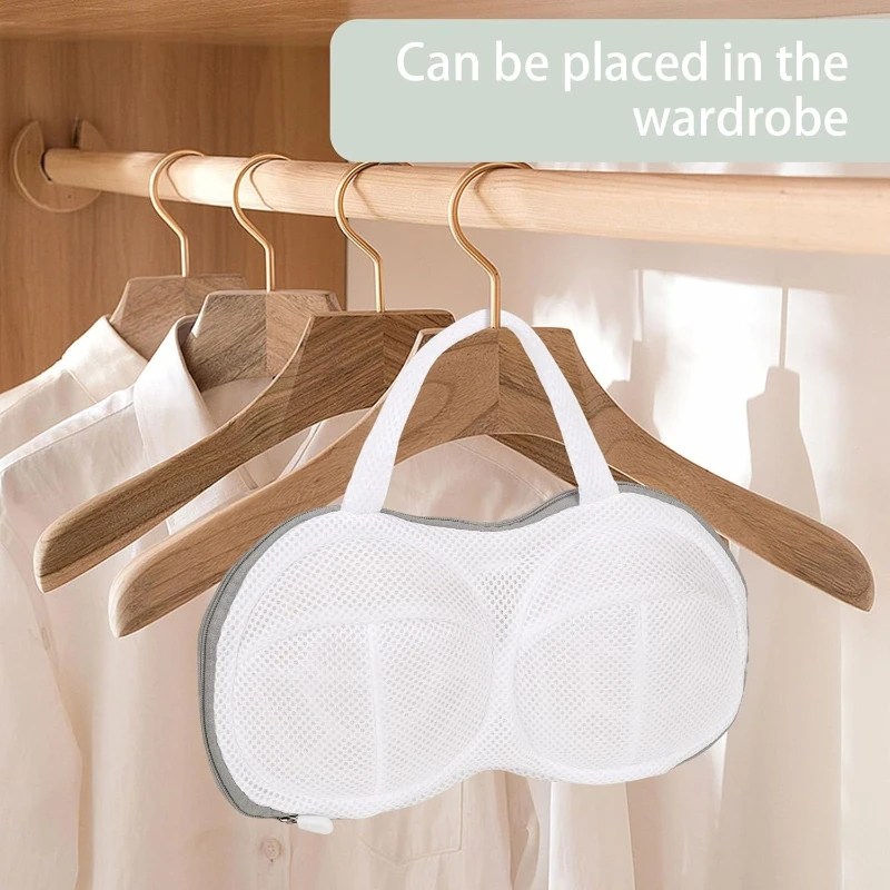 3D Anti-Deformation Fine Mesh Double Cup Bra Laundry Bag With Hanging Loop Durable Zipper For Delicate Lingerie Washing Machine