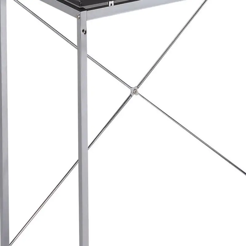 مكتب كتابة من الكروم الأسود مع رف ومنظم