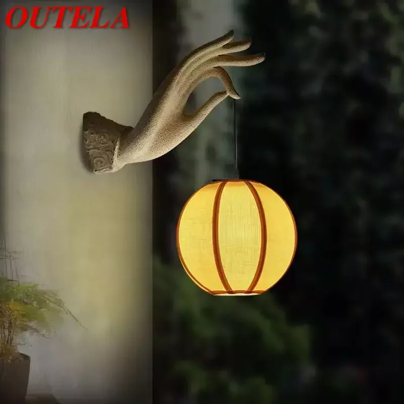 

OUTELA Chinese Style Wall Lamp Art Bergamot Lotus Wall Lamp Corridor Tea Room Wall Outdoor Courtyard Decorative Light