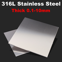 316L Stainless Steel Sheet Thick 0.1/0.2/0.5/0.8/1/1.2/1.5mm 50x50 100x100 150x150mm Square Board Brushed Metal Polished Plate