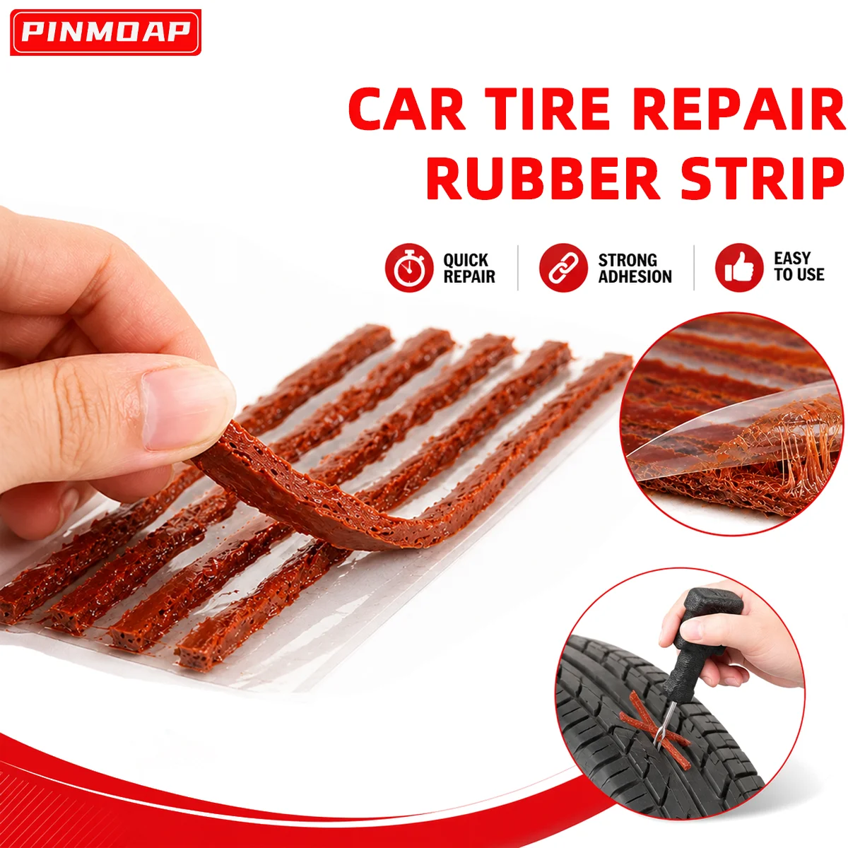 Car Motorcycle Bicycle Tubeless Tire Repair Strips Rubber Puncture Plug Seal Emergency Flat Tire Repair Tool Accessories Durable
