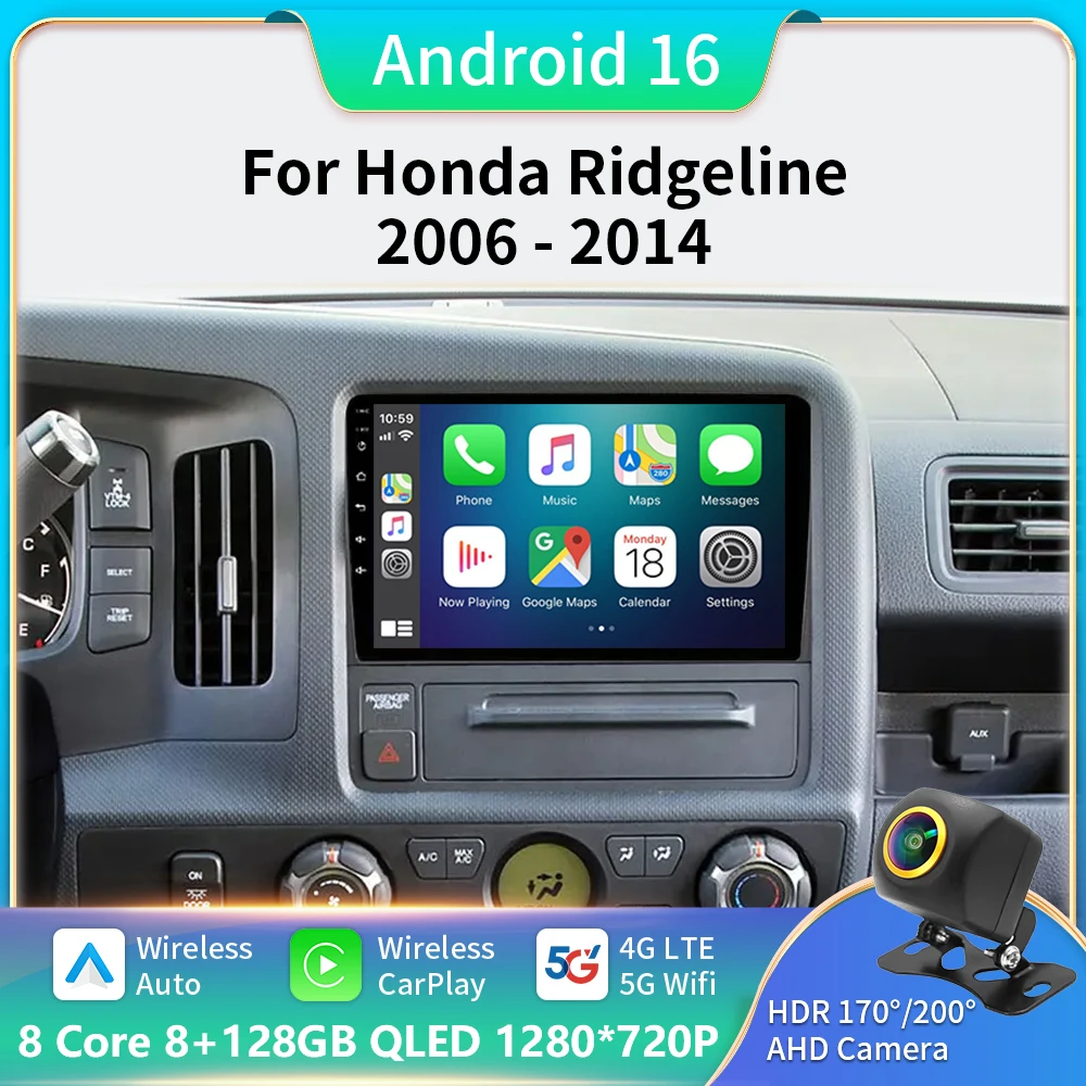

Android 16 Radio For Honda Ridgeline 2006-2014 Car Radio Multimedia Video Player Navigation GPS all-in-one Wireless Carplay WIFI