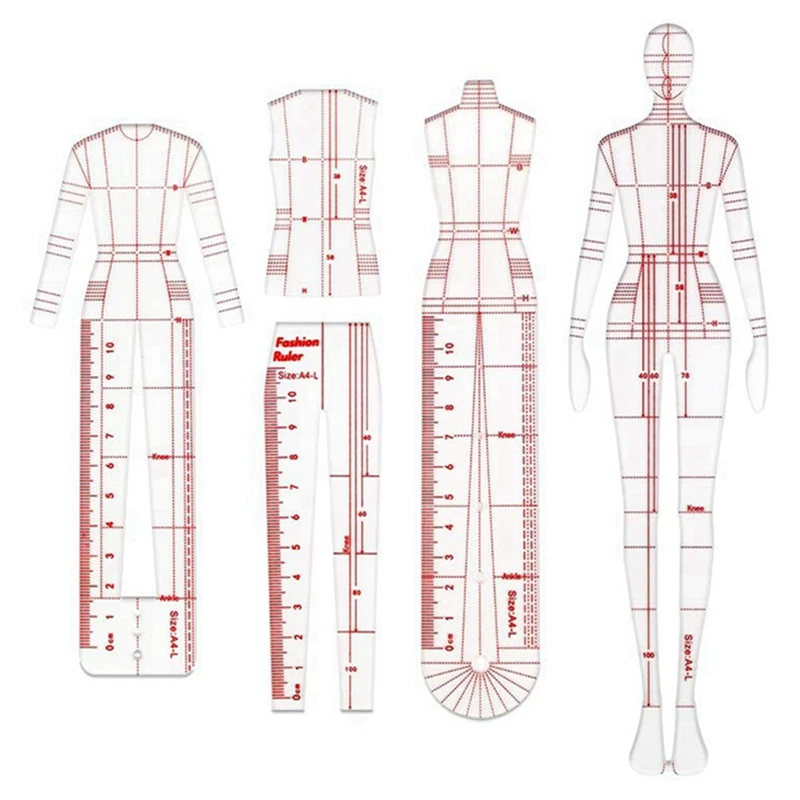 Fashion Illustration Ruler Sketch Template Sewing Ruler Humanoid Pattern Measuring Clothes Easy To Use A