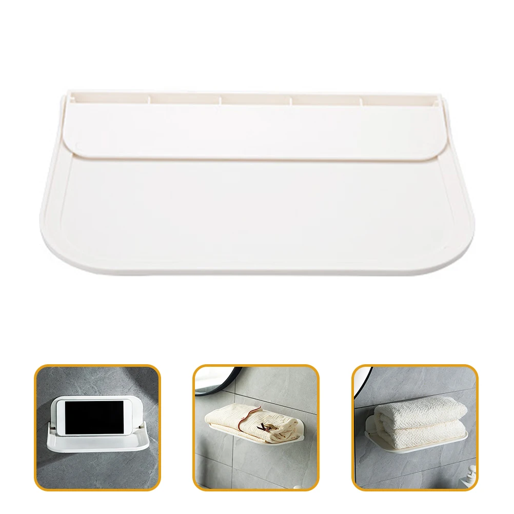 

2 Pcs Foldable PP Storage Shelves Self Adhesive Wall Mount No Drill White Floating Dorm Rack Thickened Frame Strong Capacity