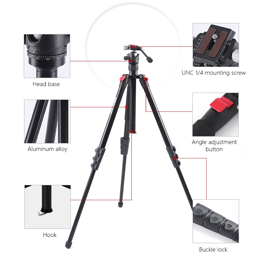 Aluminum Alloy shooting tripod mini tripod with ball head 360 rotating camera stand for digital camera AKS264+LG36