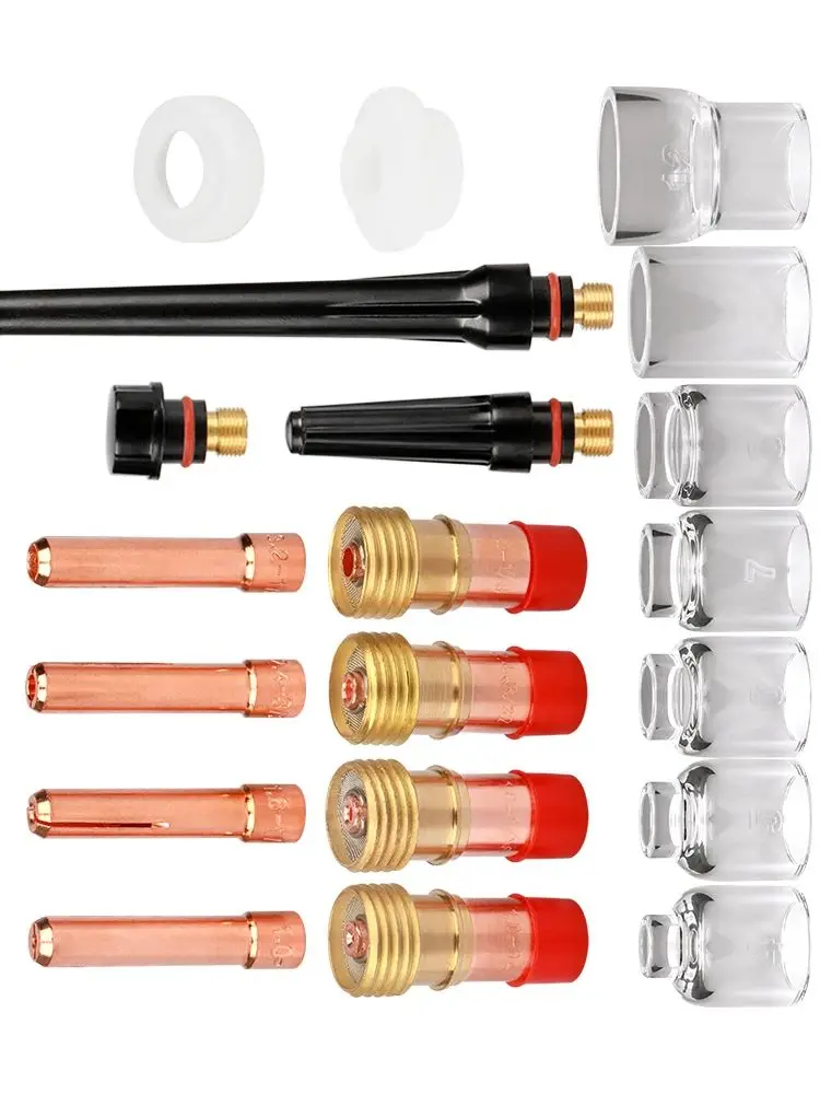 Accessoires de torche de soudage TIG, 30 pièces, 2.4mm, 3/32 pouces, lentille à gaz toupie, Kit de buses de tasse en verre Pyrex pour fournitures de soudage WP-17/18/26