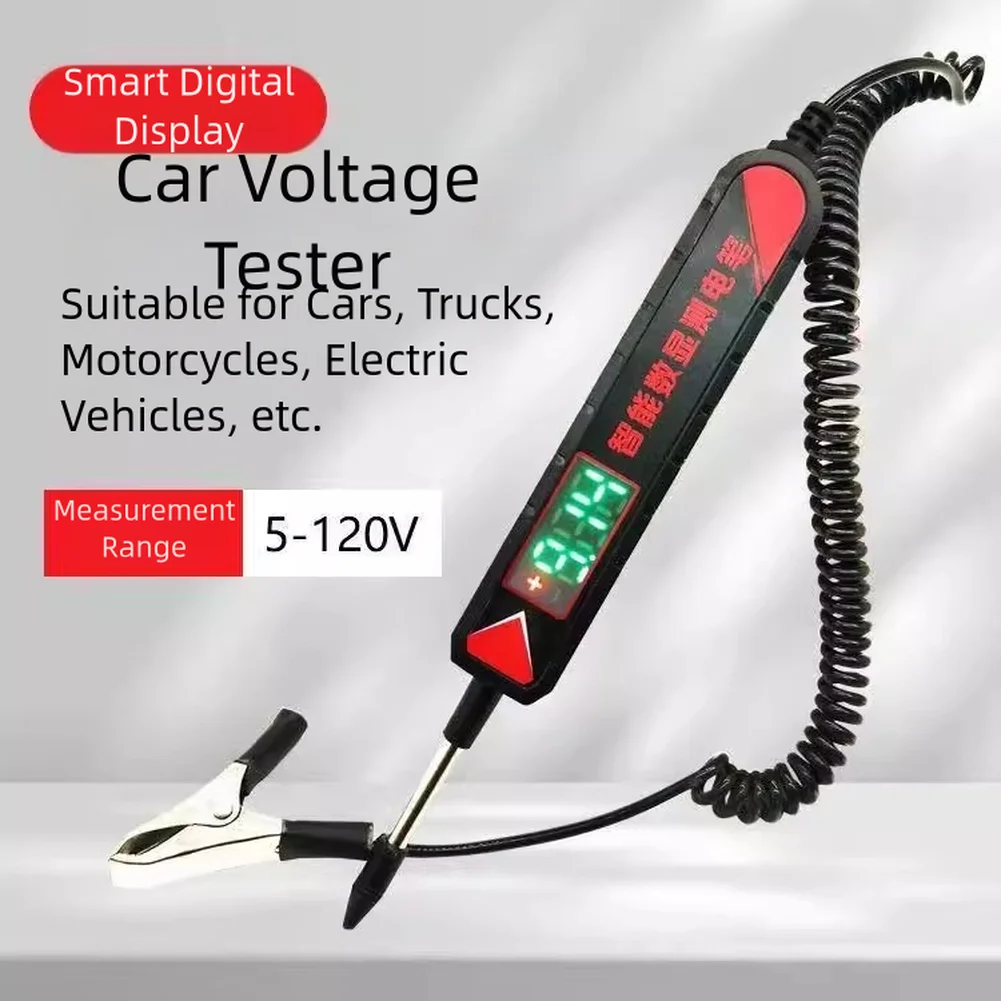 Digital Auto Voltage Tester Pen Auto-Power Test Pen Car Wiring Tester Tools LCD Backlit Display Auto Repair 5V 12v 24v 90v 120V