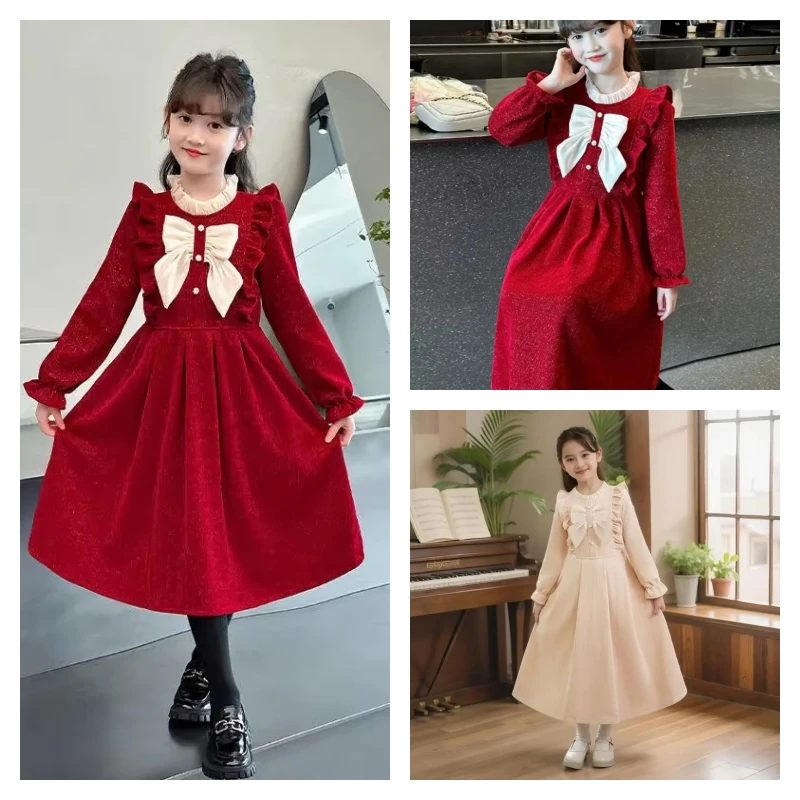 

hot Kawaii Girl Fashion Tops Dress Student Spring Autumn Casual Cartoon Round Neck Pullover Princess Dress Children's Clothing