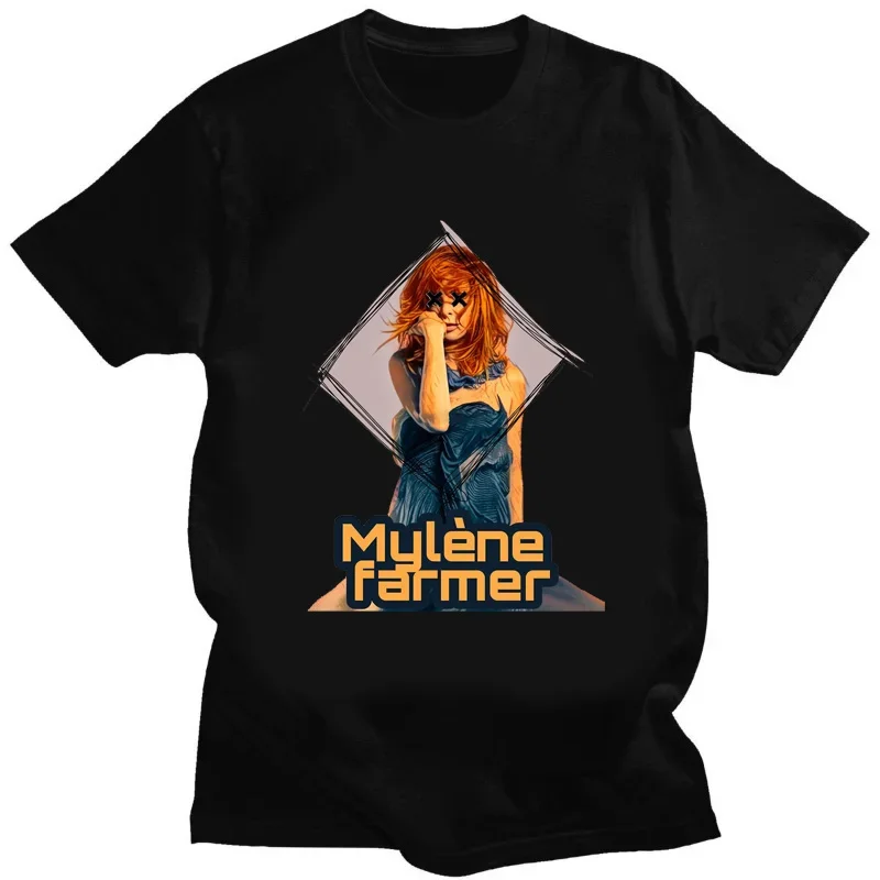 French Singer Actress Mylene Farmer Modal Print T Shirt Novelty Street Fashion Shirt Unisex Summer Hipster Aesthetic Streetwear