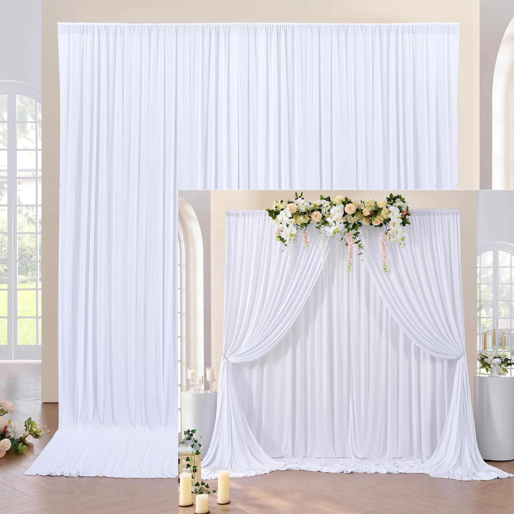 Wedding Wrinkle Free Backdrop Curtains Soft Silky Photo Backdrop Drapes for Birthday Party Baby Shower Baptism Photography Decor