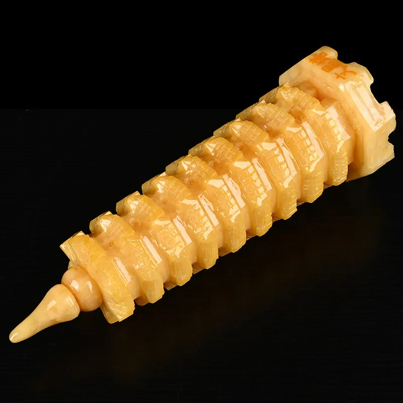 Topaz Wenchang Tower Home Decoration Nine-Story Pagoda 13 Th Floor Study Office Desk Ornaments Yellow Jade
