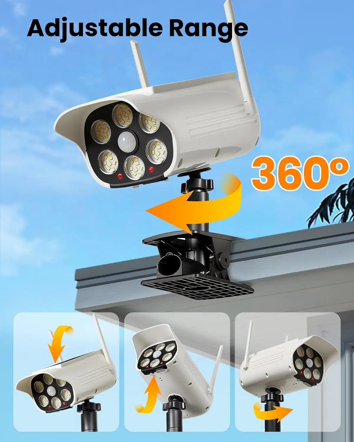 Solar Street Light LED Clip On Solar Security Cameras Lamp With Motion Sensor Outdoor Garden Lights IP66 Waterproof For Fence