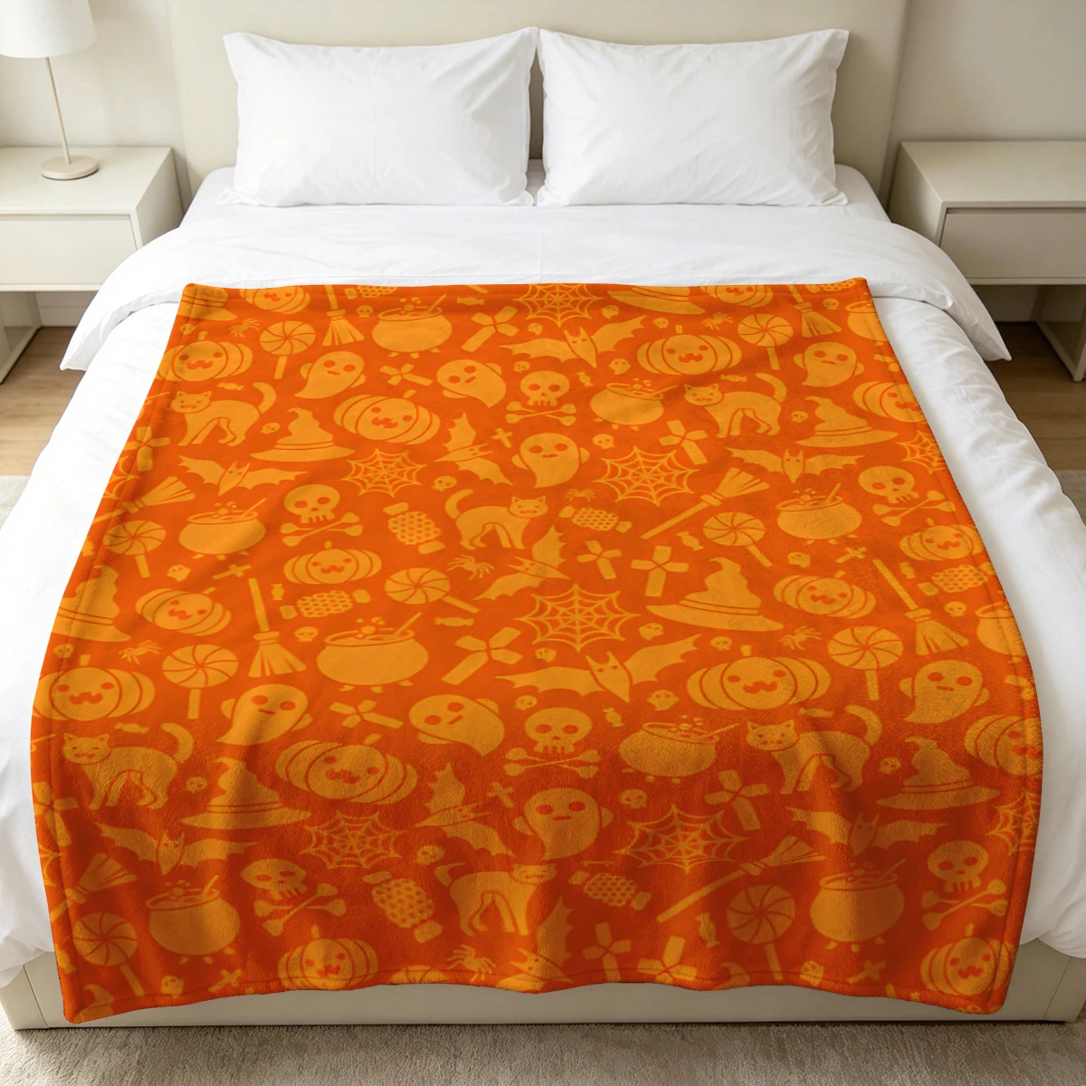 Orange Witch Cauldron Winter Summer Flannel Blanket Throw Fleece Soft Fuzzy Plush Cozy Fleece Blankets for Sofa Ideal Gifts