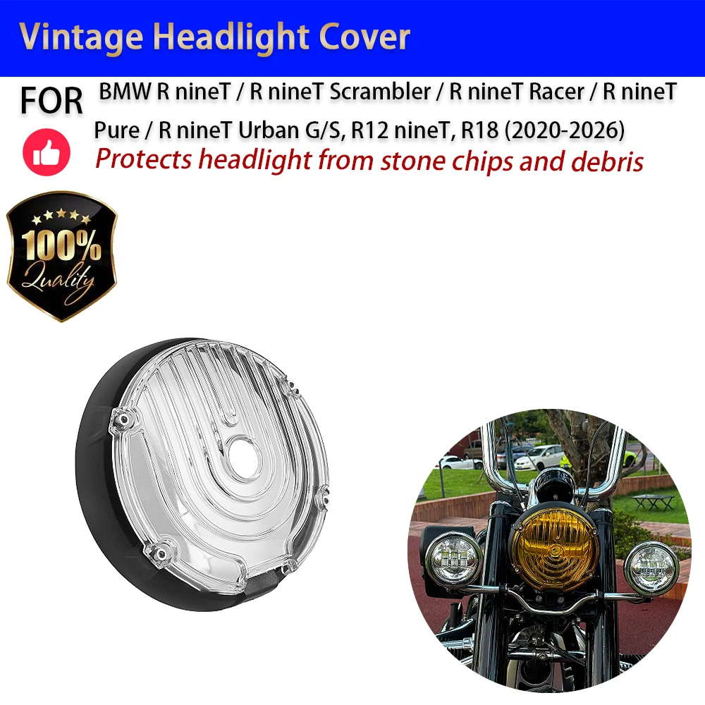 For BMW R nineT R12 R18 Retro Headlight Cover Guard CNC Aluminum No-Drill Accesorios Moto