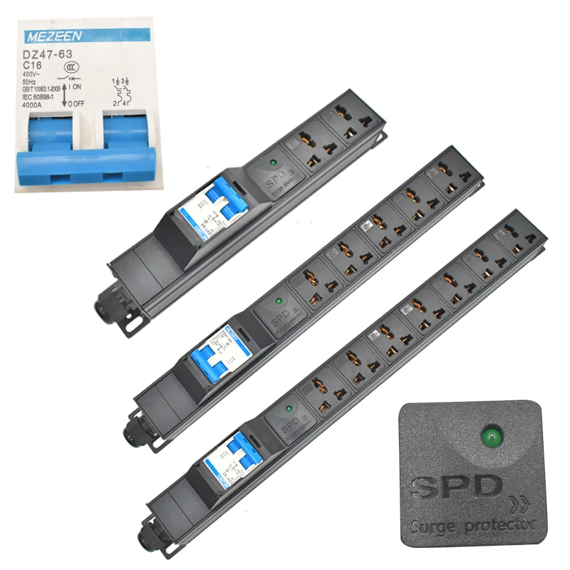 PDU power strip universal socket air switch 16A 4000W/32A 8000W 2-9AC  wireless socket with surge protection