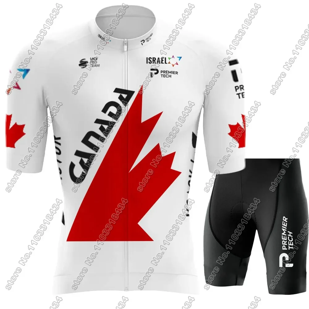 Canada National Team 2024 Cycling Jersey Set Israel-Clothing Men Road Bike Shirt Suit Bicycle bib Shorts MTB Wear Ropa Maillot