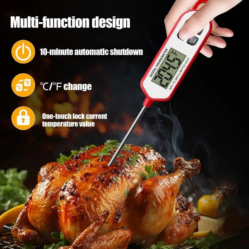 Food Thermometer Digital Probe Real-Time Reading Meat And Beverage Thermometer With LCD Display And Probe Kitchen gadget