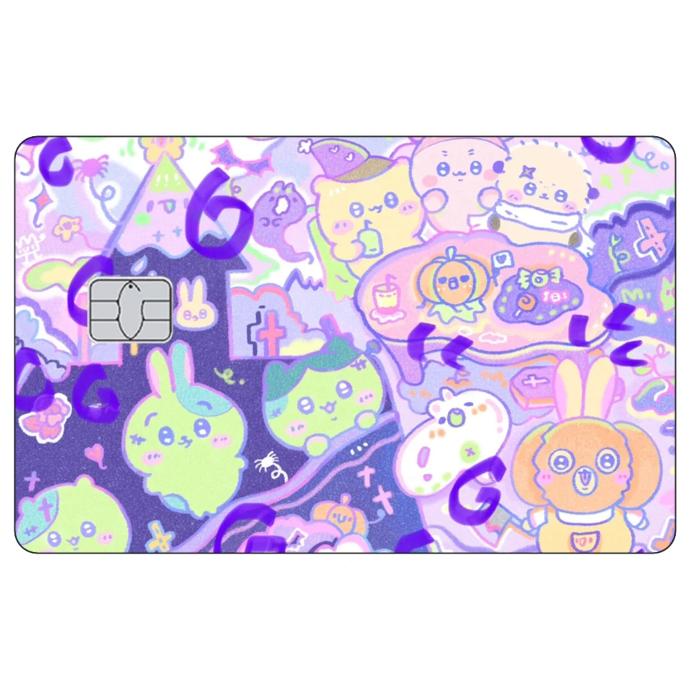 ملصق جلدي لطيف لبطاقة الائتمان للهالوين Usagi ملصقات غير لامعة لبطاقة البنك VISA Mastercard JCB وغيرها من البطاقات المغناطيسية IC #5