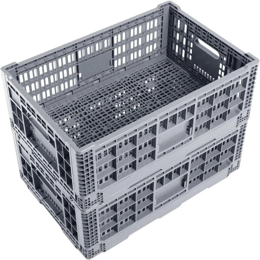 Składany kosz do przechowywania/Containe, skrzynia transferowa, skrzynia transportowa do przechowywania różnych przedmiotów (szary 23.6 "L x 15.7" W x 8.6 "H-dwa)