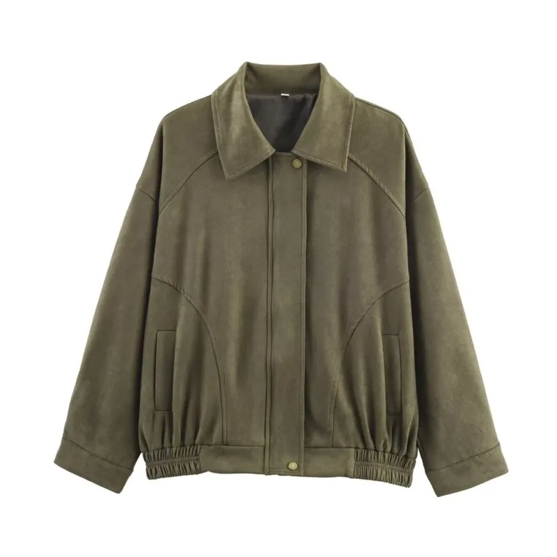 

Y2K Vintage Corduroy Jacket for Women Oversized Short Coat with Elastic Cuffs and Hem Fall Casual Streetwear Zip Up