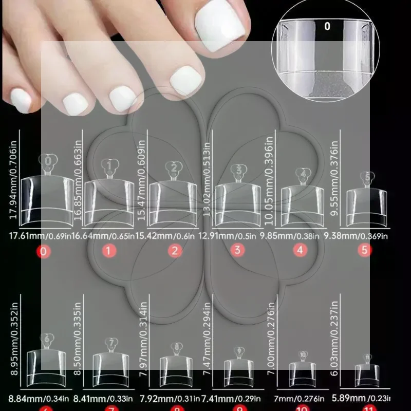 120/240pcs Fake Toe Nail Tips Transparent Half Cover Toenail For Pedicure Square Press On Toenails For Women Nail Salons DIY