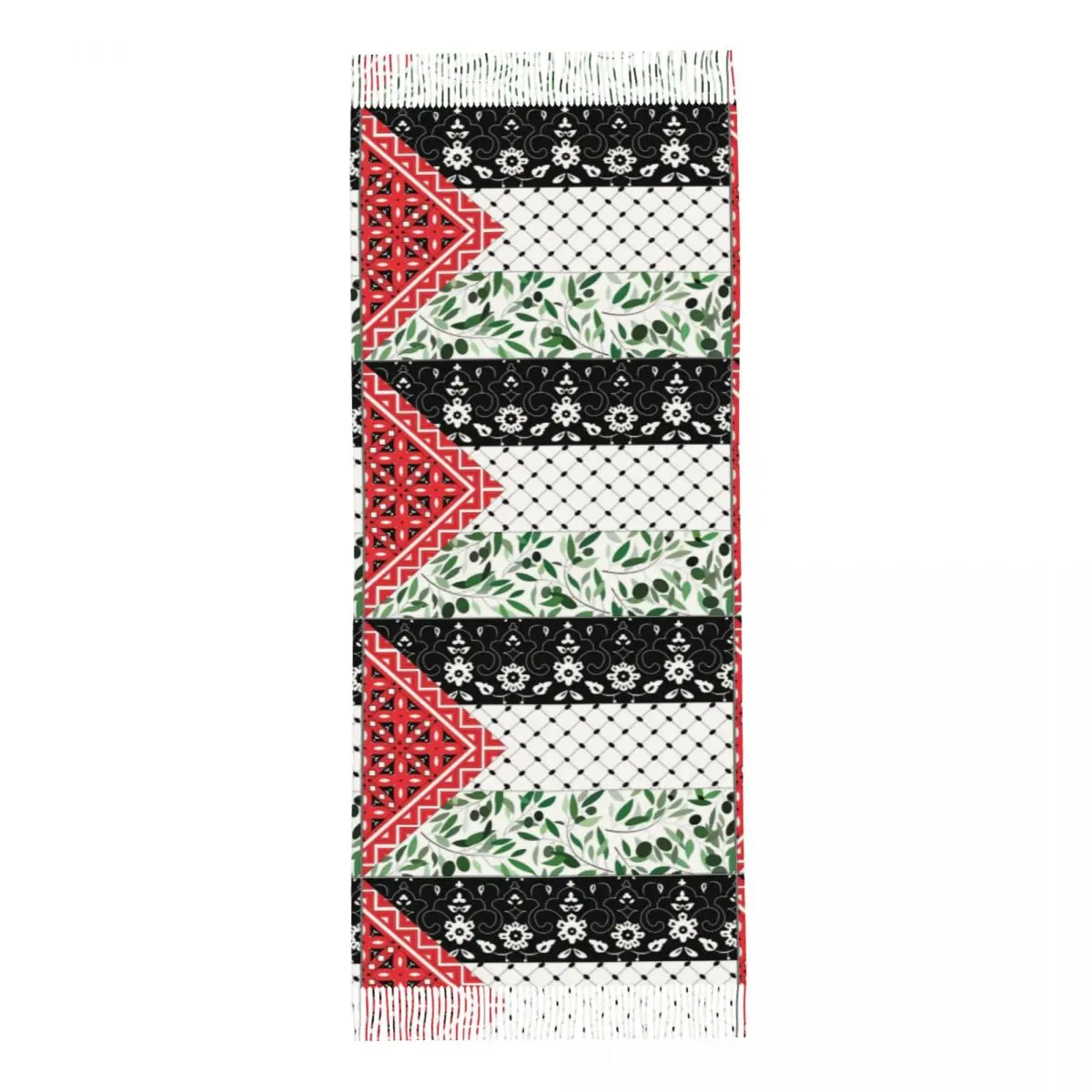 Women\'s Scarf with Tassel Palestinian Flag Olives And Keffiyeh Long Winter Warm Shawl and Wrap Gifts Pashmina Scarves