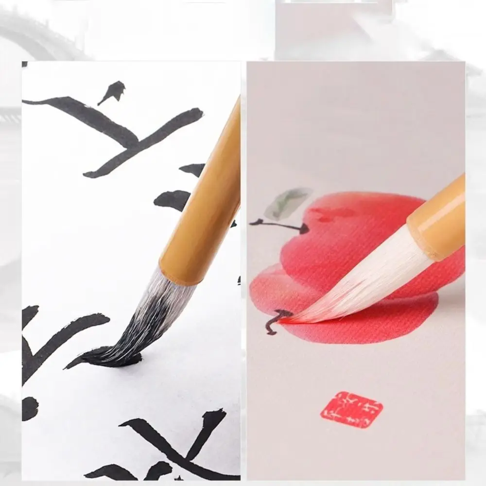 3pcs Wolf Hair Chinese Calligraphy Brush Bamboo Handle Natural Art Paint Brush Flexible Tip Chinese Ink Brush Regular Script