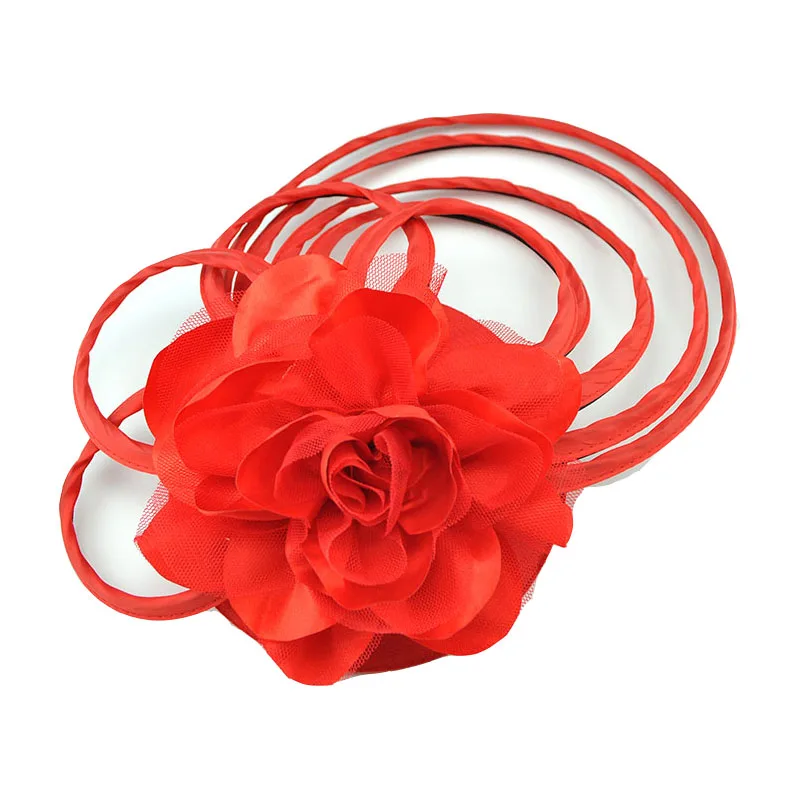 

2025 Designer Multi-color Mini Satin Flower Fascinators Hair Clip Women Fancy Show Prom Dance Party Fascinator Headpin Headwear