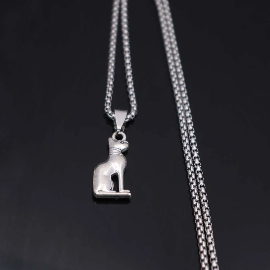 New trendy zinc alloy sitting and standing puppy pendant necklace. Creative and versatile sweater chain jewelry for both women a