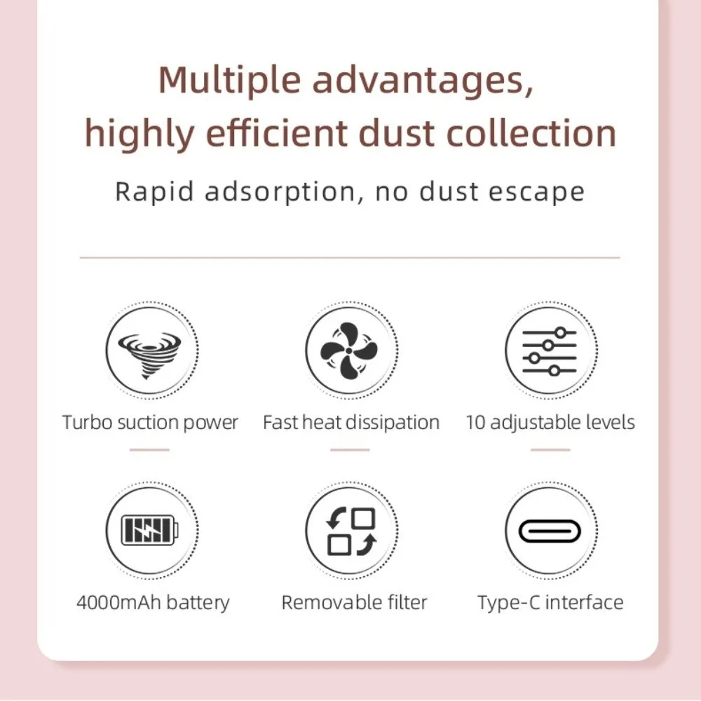 Strong Suction Nail Vacuum Cleaner High Efficiency Electric Nail Dust Collector Adjustable Speed 4000mAh