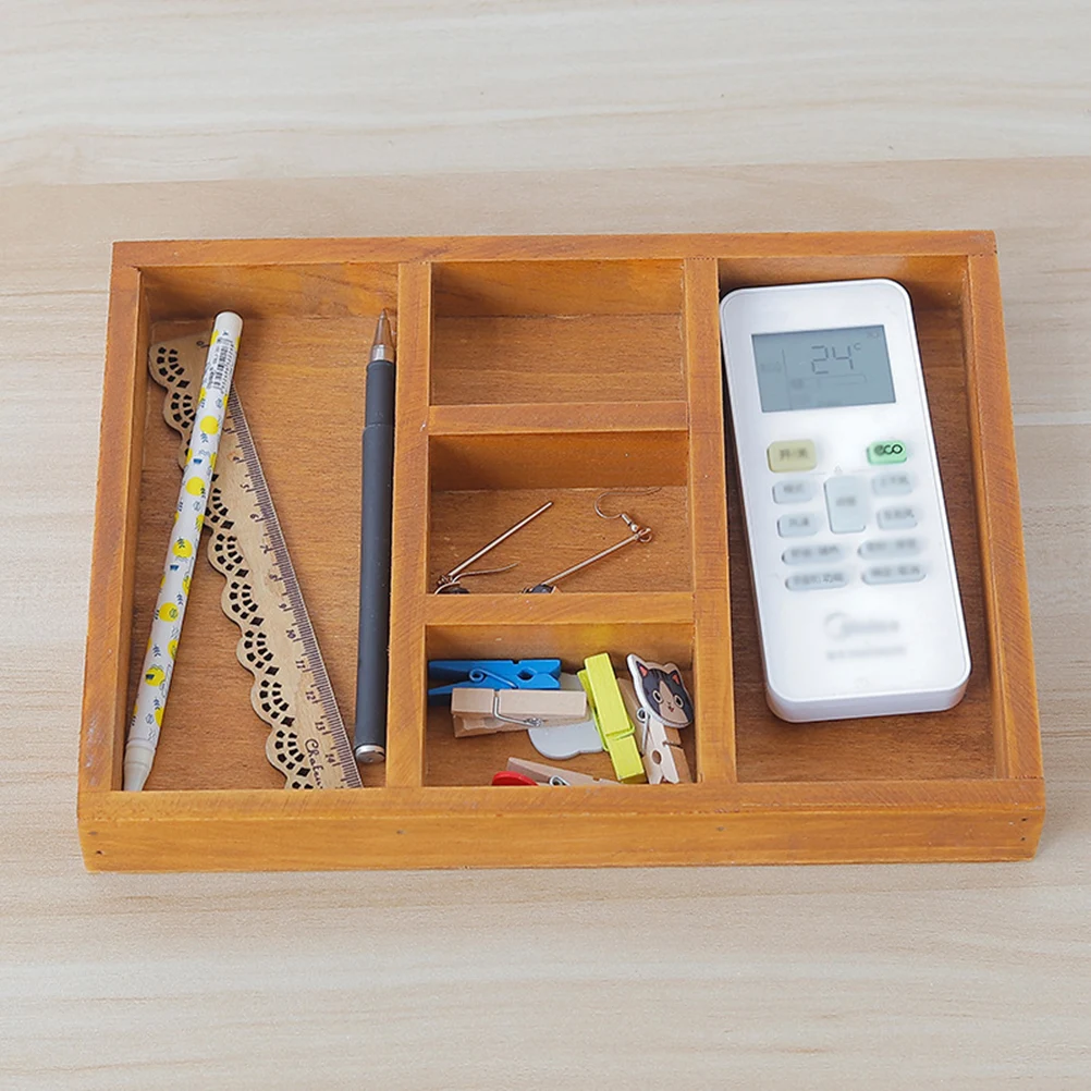 

Деревянный ящик для хранения, 5 сеток, винтажный настольный органайзер, лоток, столовые приборы, кухонная косметика, ювелирные изделия, всякая всячина, посуда, инструмент для домашнего хранения