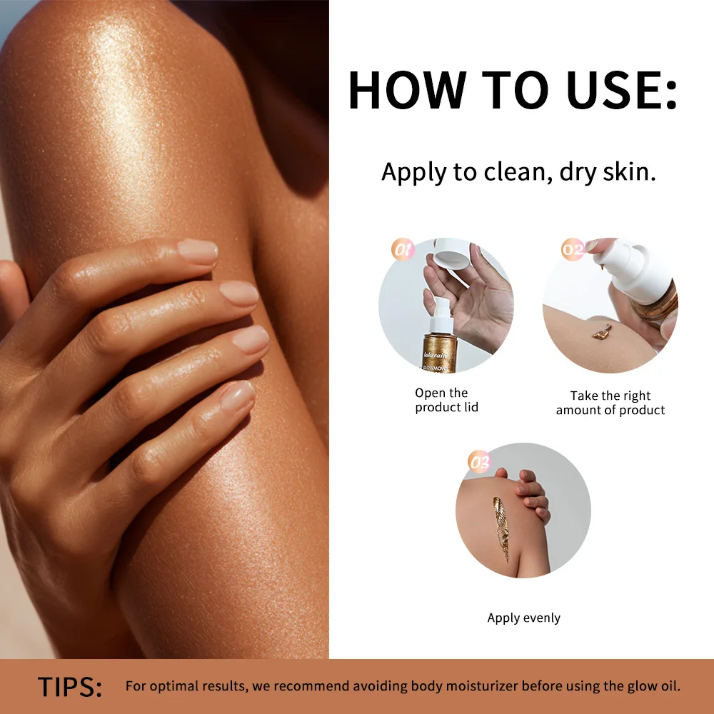 زيت الجسم المتوهج من Glowmotions 100 مل تركيبة برازيلية لامعة وبرونزية غير دهنية غير لزجة لحفلات الشاطئ #6