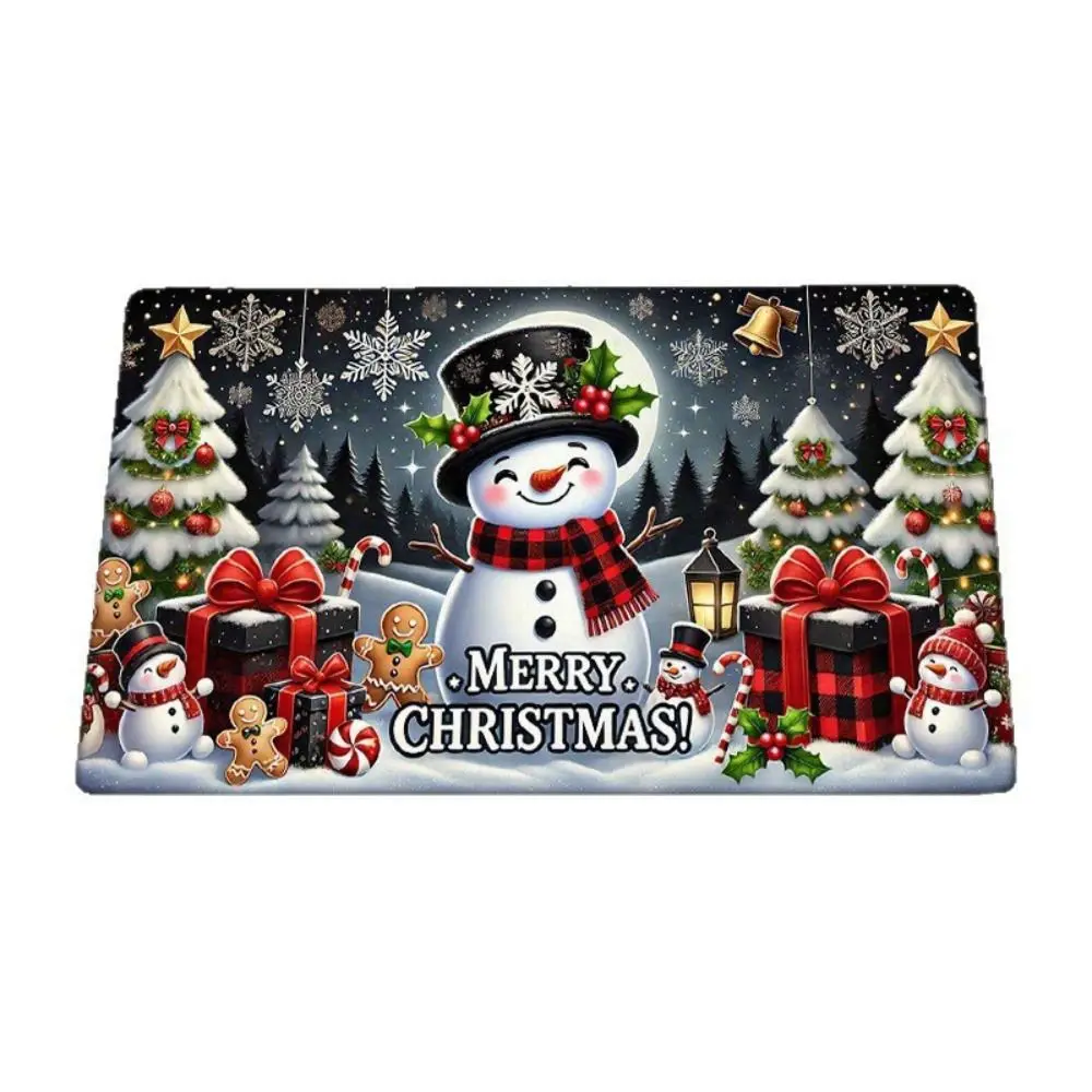 Water-absorbing Christmas Door Mat Santa Claus Design Christmas Decor Anti-slip Pad Gingerbread Man Pattern Foot Mat Home Decor