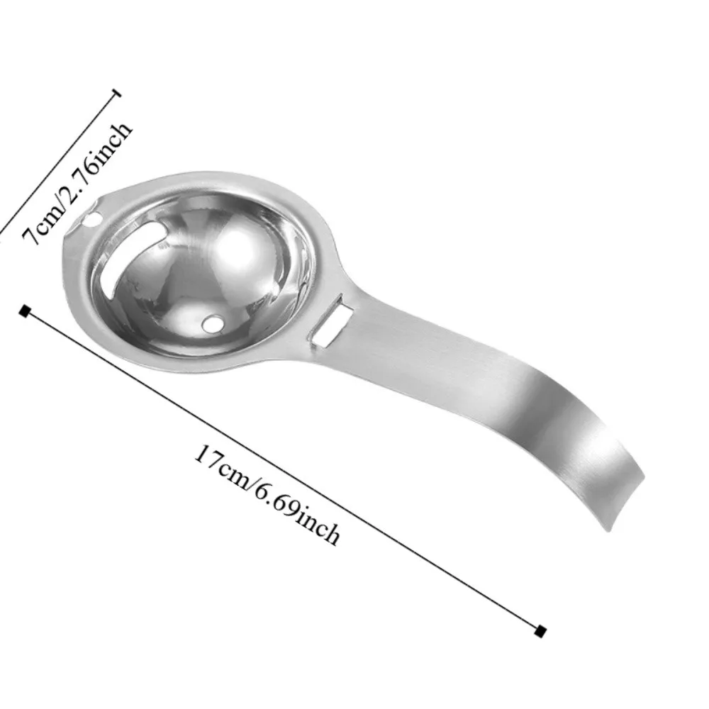 Stainless Steel Egg Separator Extended Handle Rust-proof Egg Yolk White Filter Integrated Design Household Egg Sieve