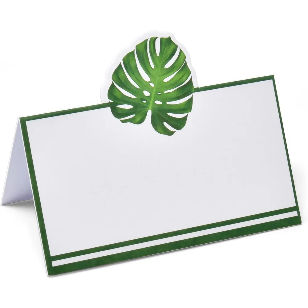 

Gift Boutique 100 Pack Palm Leaf Place Cards Floral Green Leaves Seating Name Card Wedding Party Table Setting Tropical Folded