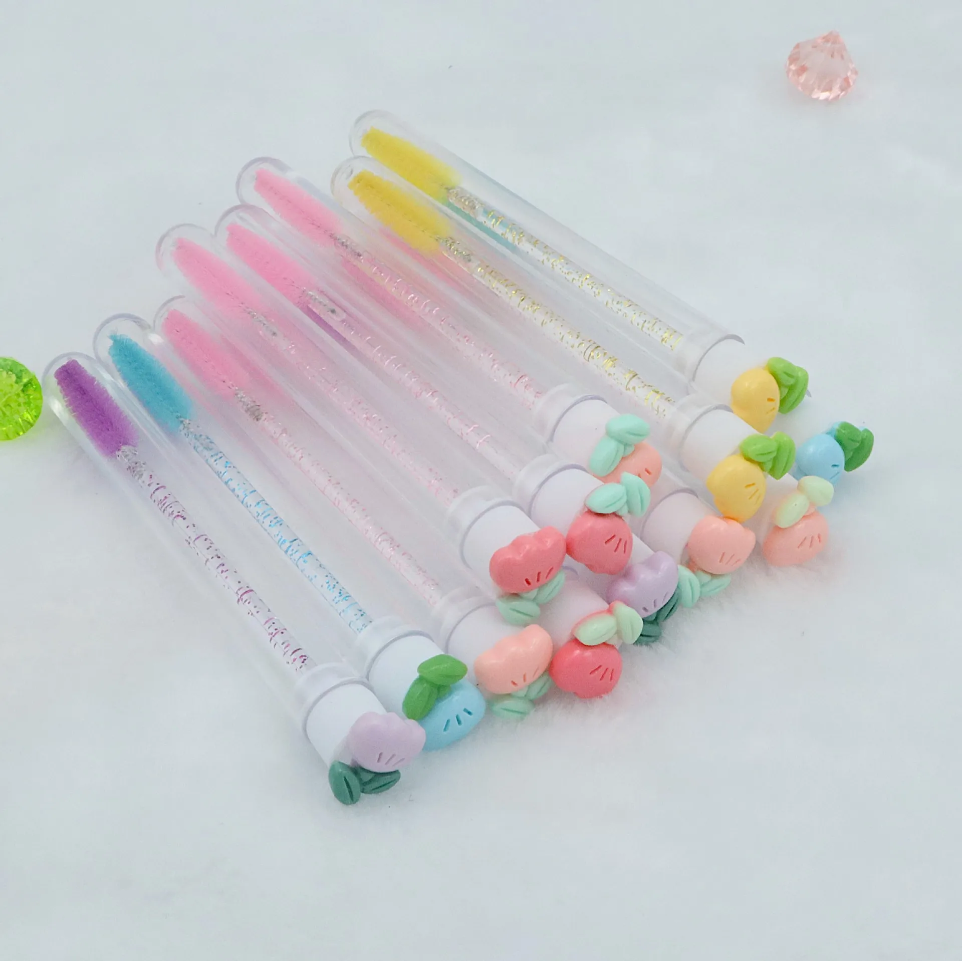 New tulip eyelash brush with tube Disposable Mascara Wands With Cap Cover in  Tube Eyelash Extension Cleansing Makeup Lash Brush