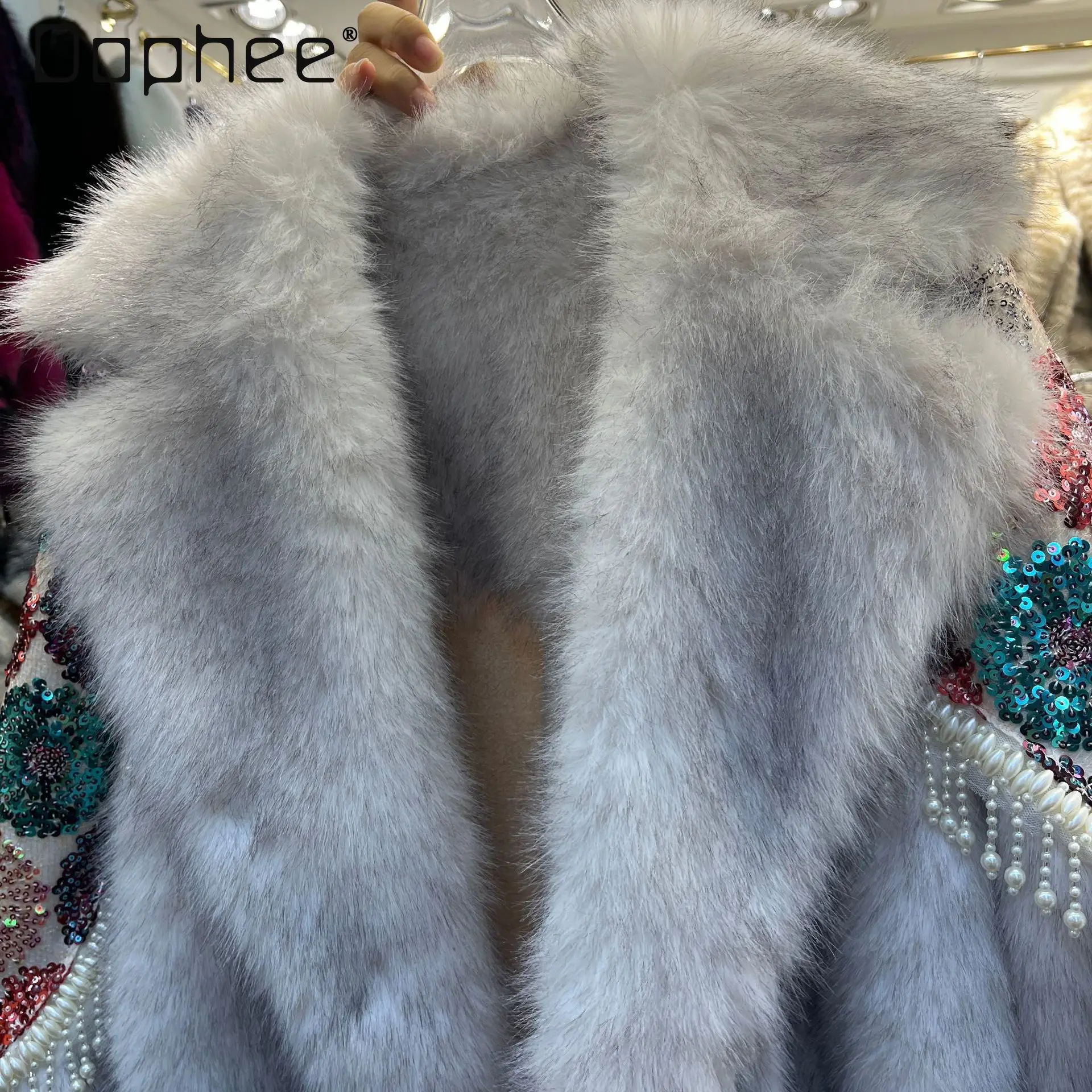 European Station 2025 Winter New Fashionable One-Piece Fur Patchwork Mink Fur Heavy Sequin Flower Thicken Coat Trendy Women