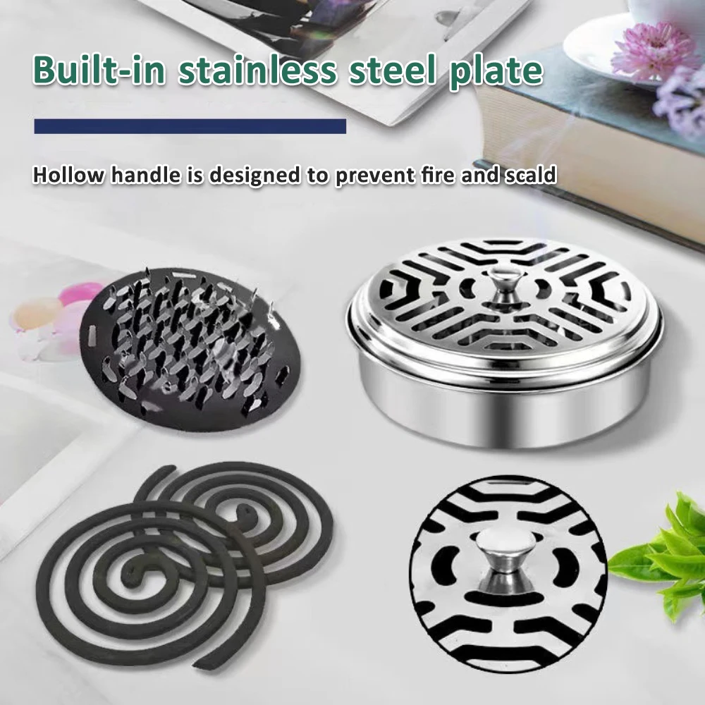 Safe Metal Mosquito Coil Box With Lid Fireproof Anti-scalding Creative Incense Burner Mosquito Coil Holder Mosquito Coil Tray