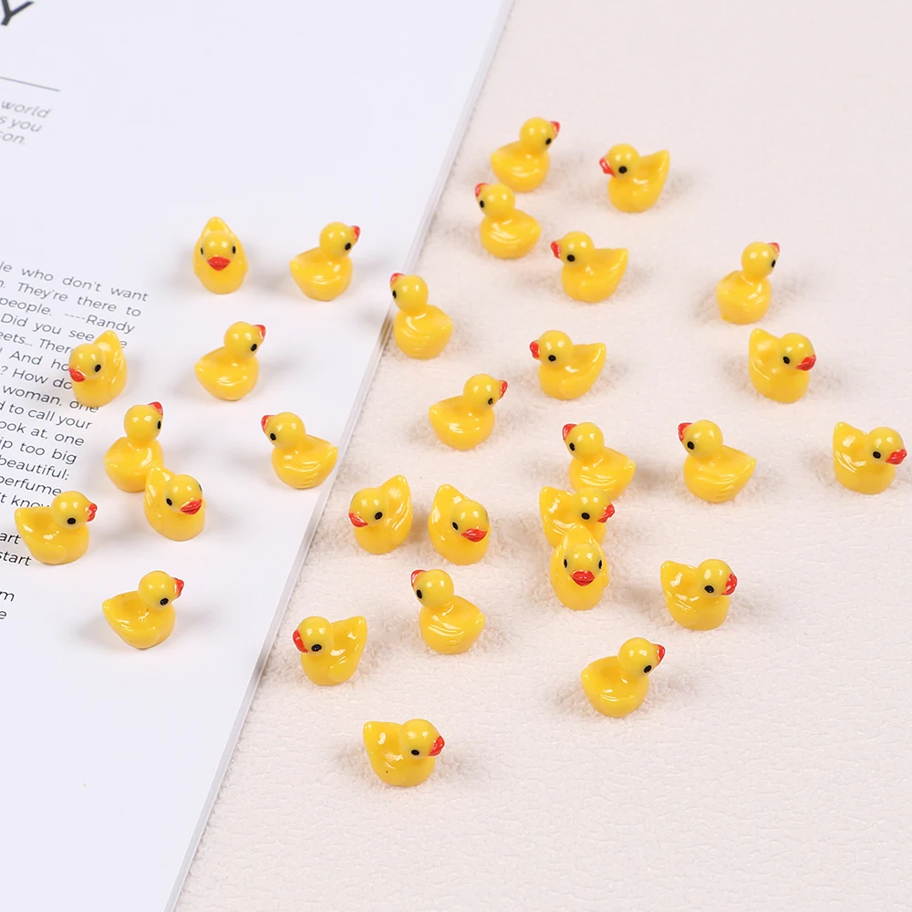 10/20/30/50Pcs Mini Resin Yellow Ducks Tiny Ducks Figurines Miniature Ornaments Landscape Aquarium Dollhouse Decoration