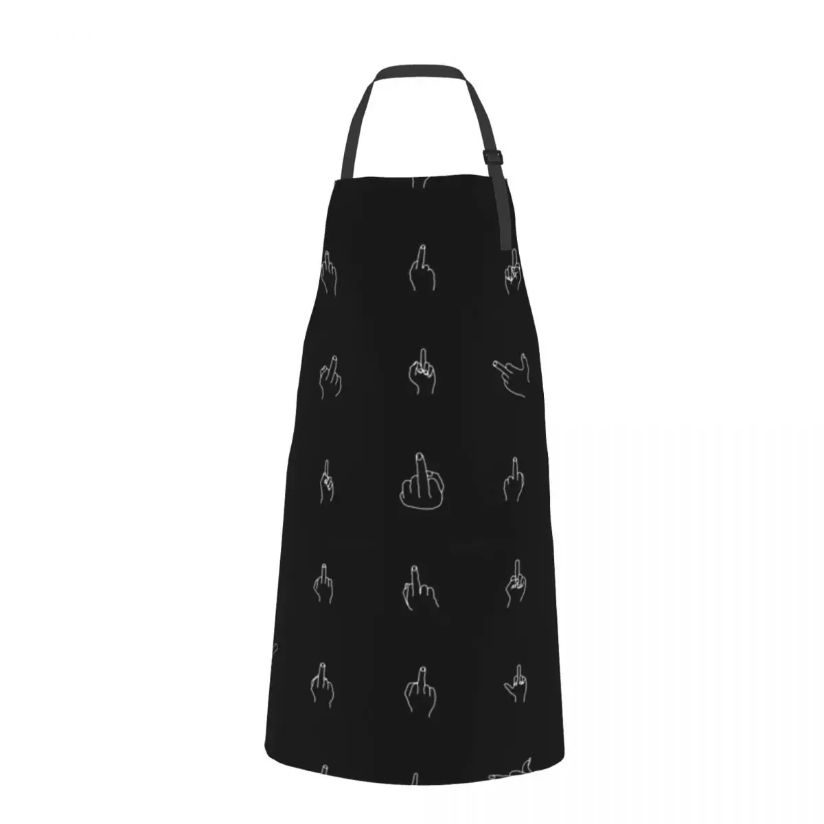 White Middle Fingers Waterproof Kitchen Apron For Women/Men With Pockets Work Restaurant Shop Waiter Work Uniform