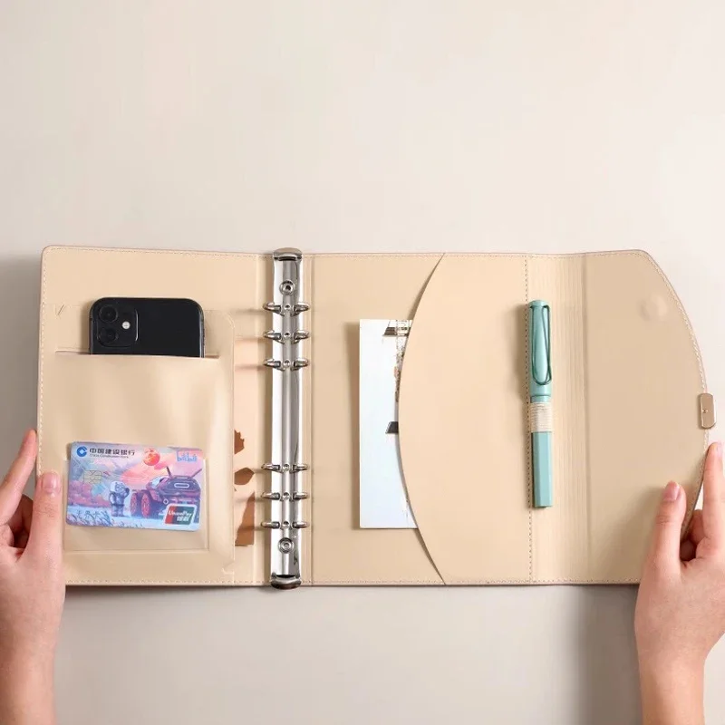 A6 Pu Leather Cover Budget Binder Loose-leaf Binder Line Notebook Organizer Accessories Saving Bill