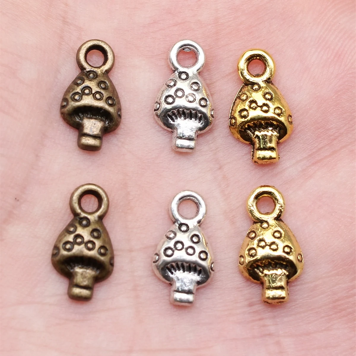 WYSIWYG 40pcs 13x7mm 3 Colors Mushroom Charms For Jewelry Making