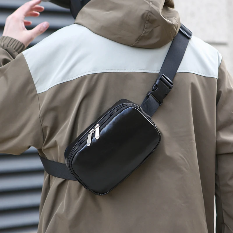 Unisex Minimalist Chest Bag - Solid Color PU Waist Pack for Phone & Essentials (Popular Commuting Crossbody Sling) Bolsa hombre