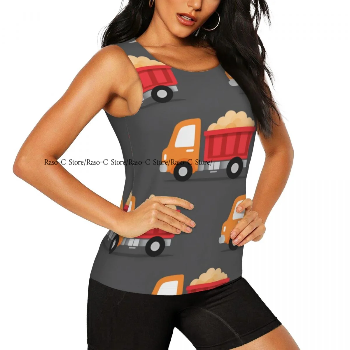 Women's Sleeveless Yoga Tank Top Cute Truck Cars Quick Dry Running Training Sports Vest Yoga Shirts