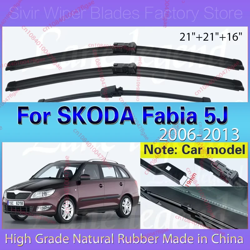 

3PCS For SKODA Fabia 5J Combi Estate 2006 - 2013 21"+21"+16" Front Rear Wiper Blades Windshield Windscreen Window Car Rain Brush